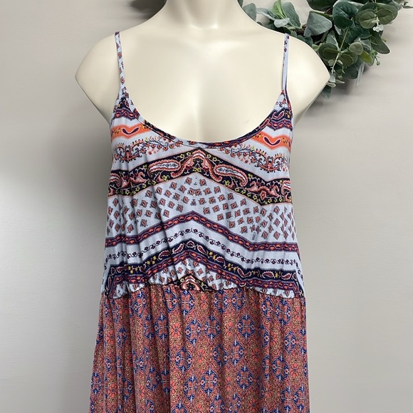 Mossimo Supply Co Boho Spaghetti Strap Paisley Floral Crochet Trim Dress XL - Picture 2 of 16